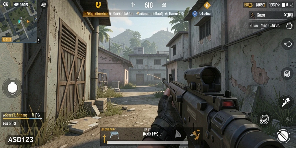 Tangkapan layar dari gameplay seru di ASD123 yang menunjukkan aksi menembak.
