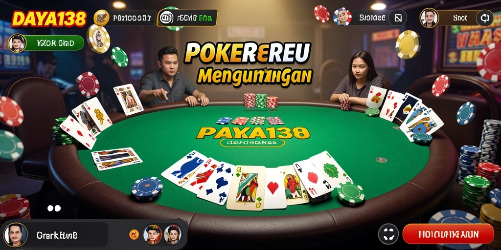 Tampilan gameplay Poker yang seru dan interaktif di DAYA138.