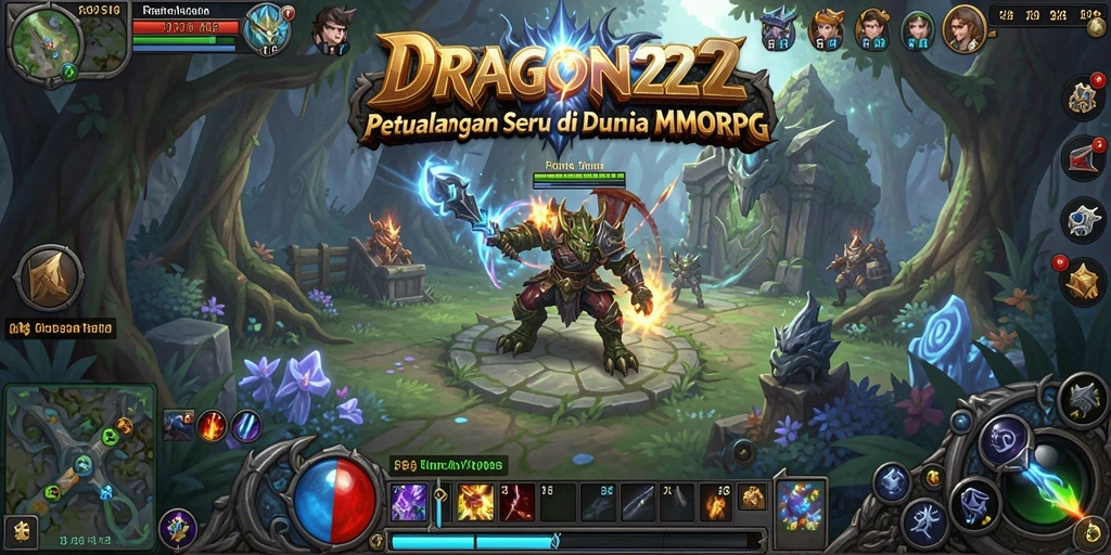 Screenshot gameplay DRAGON222 menunjukkan aksi pertarungan seru di dunia MMORPG.