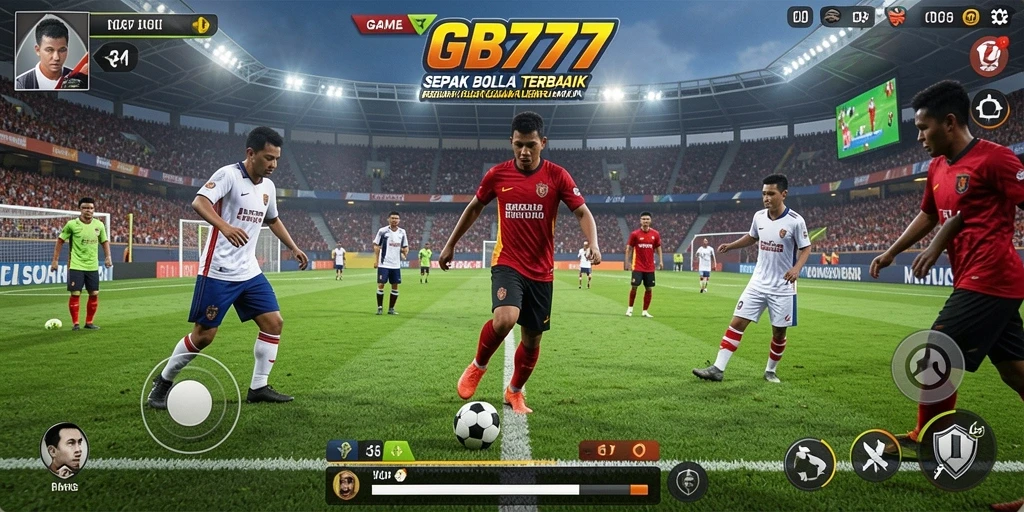 Screenshot utama GB777 menampilkan gameplay sepak bola yang menegangkan dan menawan.