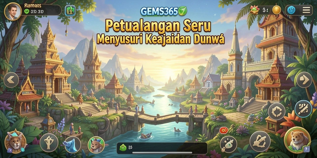 Gameplay menakjubkan dari GEMS365 saat menjelajahi dunia petualangan.