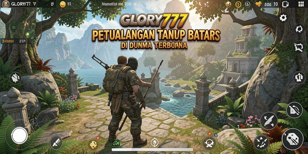 Screenshot gameplay GLORY777 menampilkan petualangan di dunia terbuka yang luas.