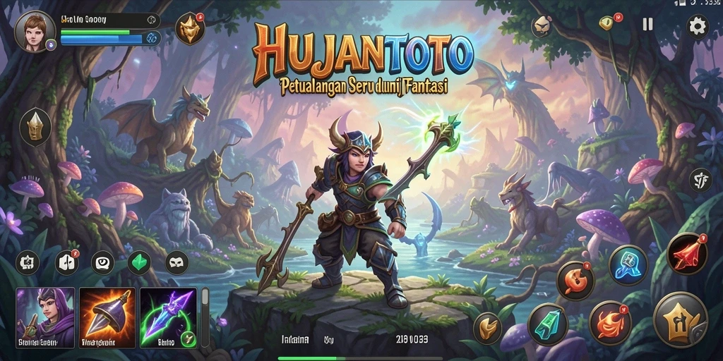 Screenshot gameplay <strong>HUJANTOTO</strong> menampilkan aksi pertarungan RPG yang mendebarkan.