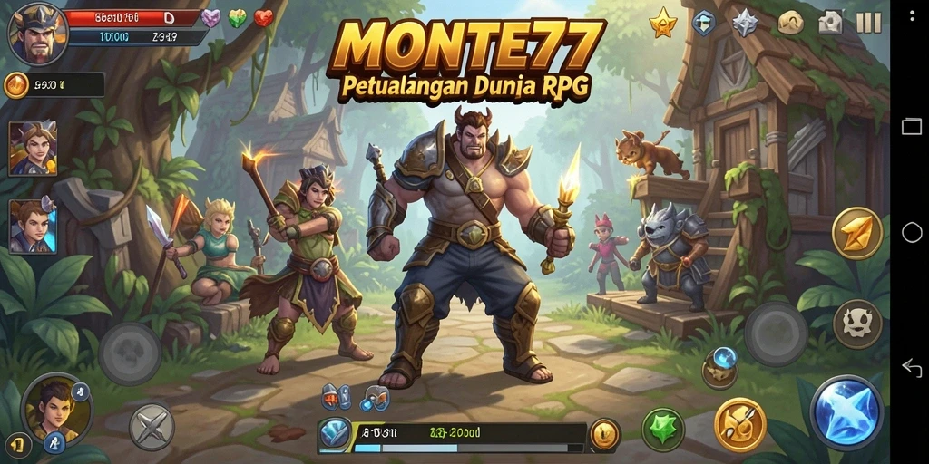 Screenshot utama MONTE77 menampilkan aksi seru dalam gameplay RPG.