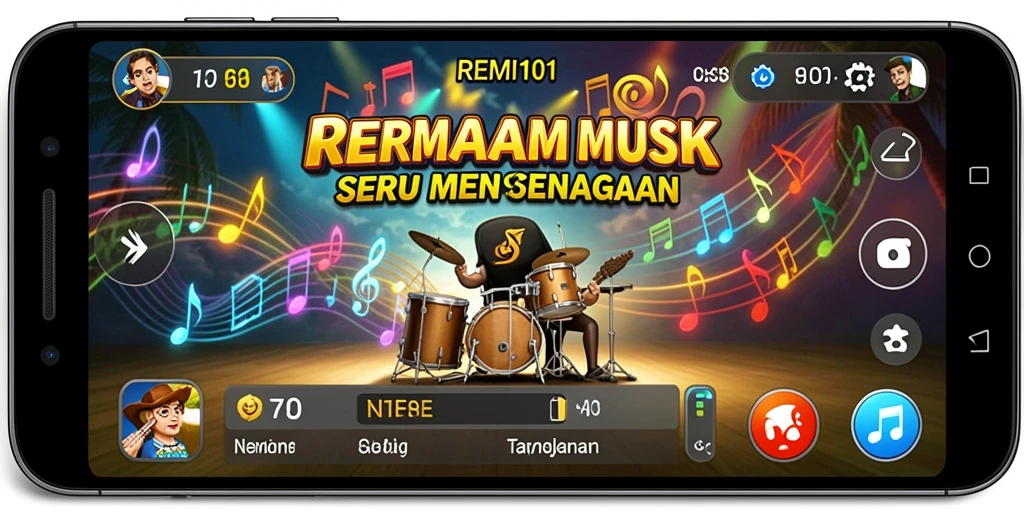 Tampilan gameplay <strong>REMI101</strong> menampilkan momen seru dalam permainan musik.